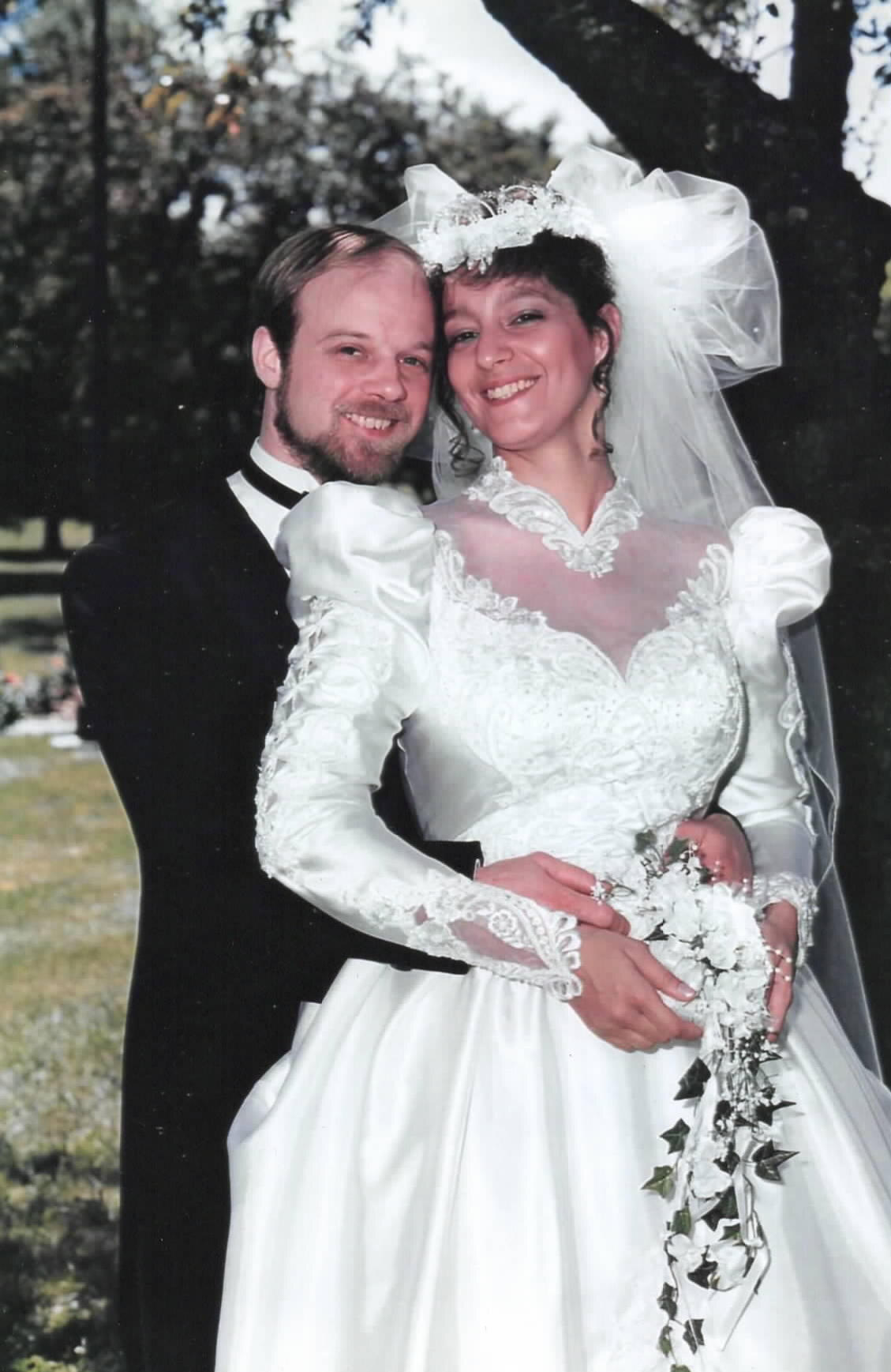 David and Andrea together on their wedding day